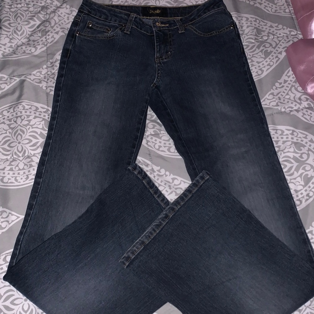 Angels Dark Wash Low-rise flared jeans